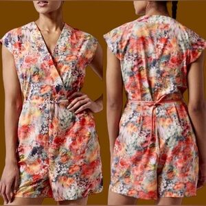 Athleta Multicolor Floral Print Romper